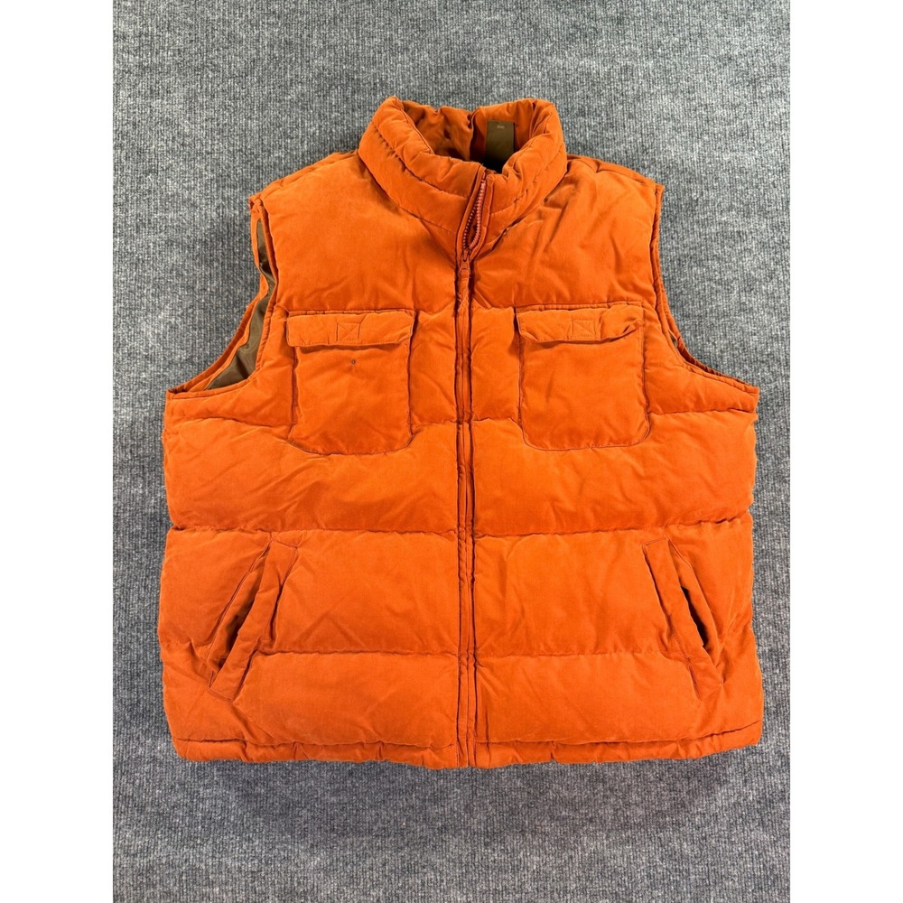 Vintage St Johns‎ Bay Puffer Vest Mens XL Orange Quilted Zip Up Outerwear Down